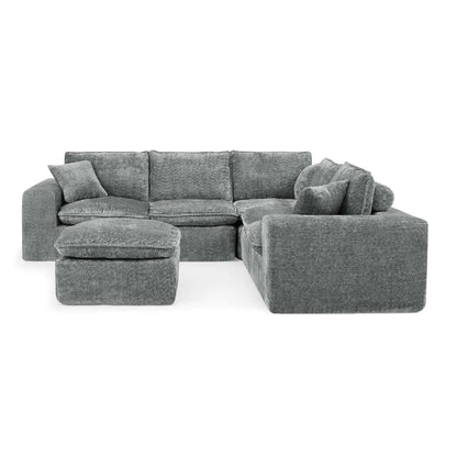 Sectional sofa with moveable ottoman gray fabric 3pc lounge set by Unique Piece Furniture on Tampa Home & Garden Store