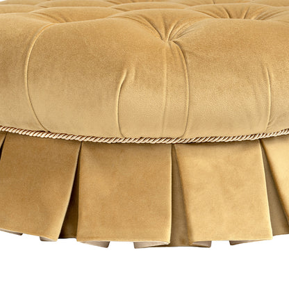 Roquefort 24.5in Round Velvet Pet Bed with Box-Pleated Skirt camel velvet HouseOfZazla on Tampa Home & Garden Store