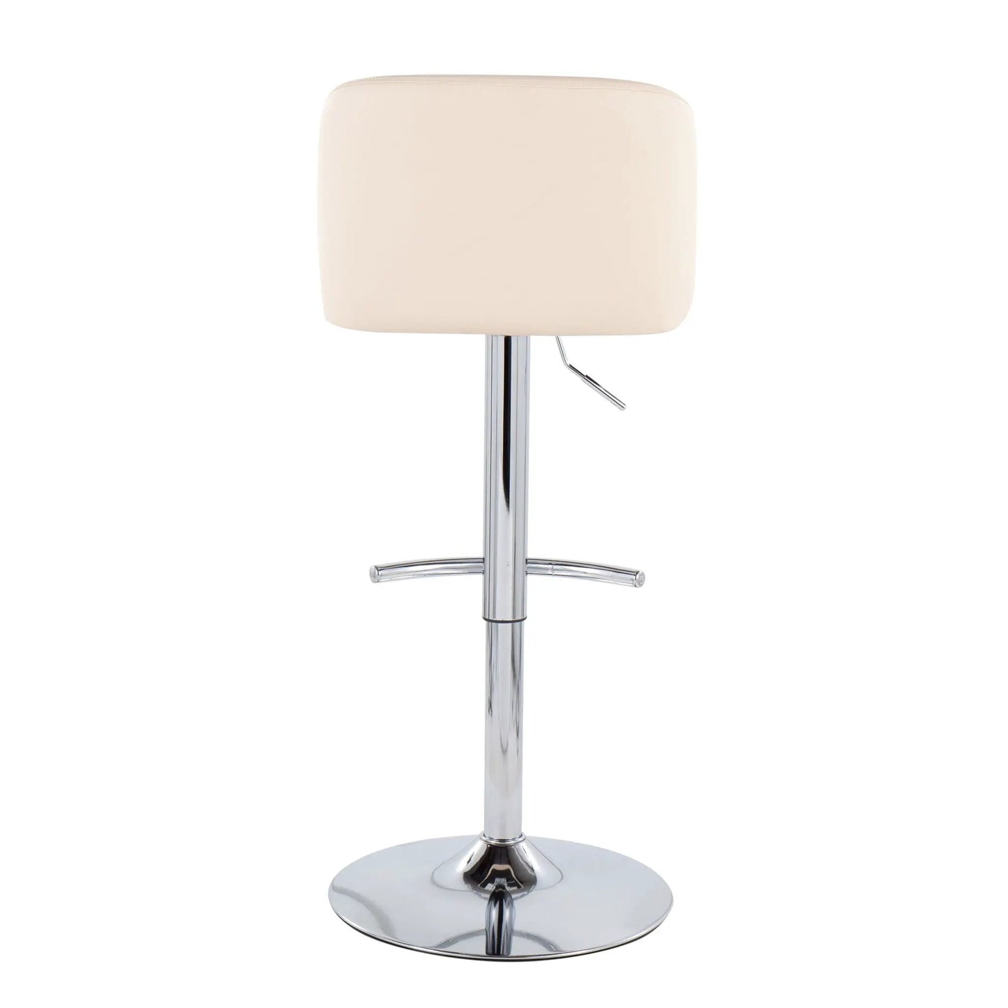 Toriano contemporary adjustable barstool with beige upholstery swivel and rounded T-footrest on Tampa Home & Garden Store