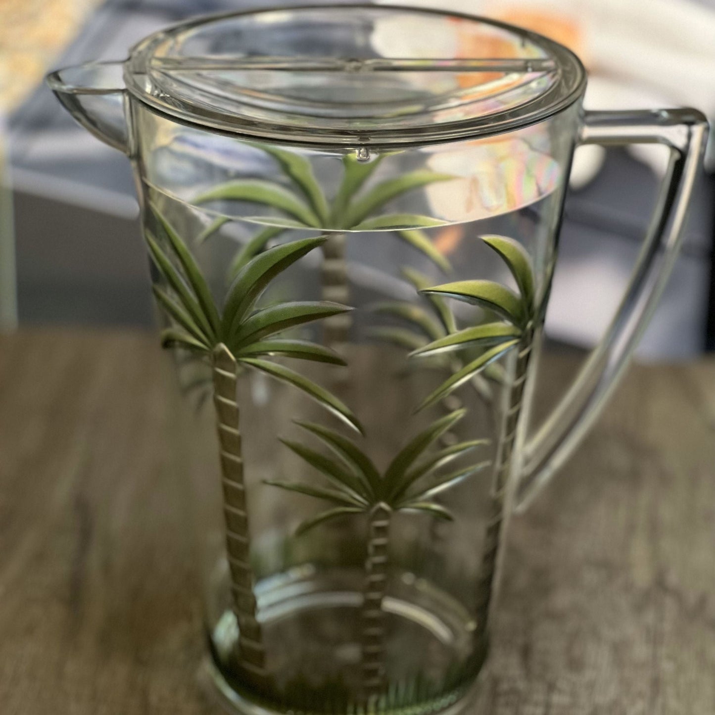 Palm Tree Design Acrylic Water Pitcher and Lid