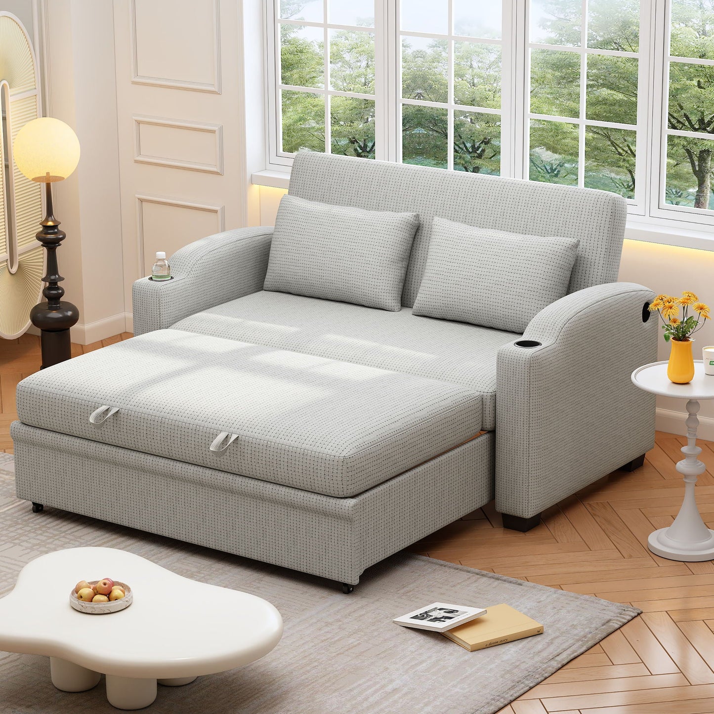 Convertible Sofa With Usb And Adjustable Backrest