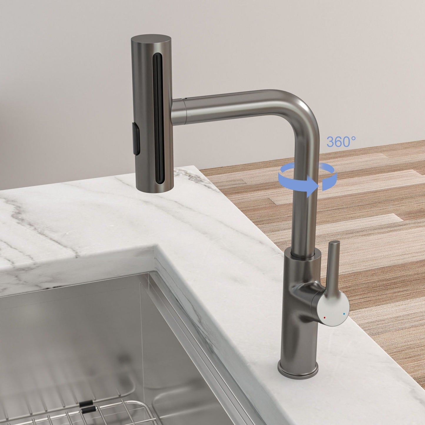 360 Degrees Pull Down Kitchen Faucet with 4 Spray