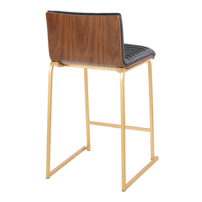 Mason Mara fixed-height counter stools set of 2 with cushions and wood back on gold legs on Tampa Home & Garden Store