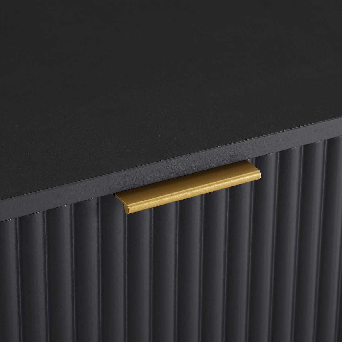 Dumbo Nightstand 2-drawer fluted fronts black finish with brass gold bar handle HouseOfZazla on Tampa Home & Garden Store