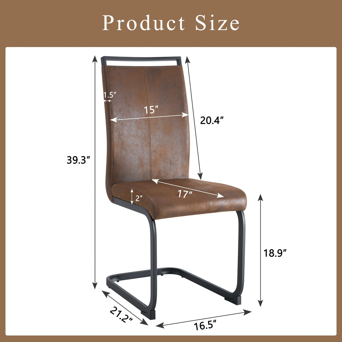 Dining Chairs With Ergonomic Backrest brown faux leather seating black cantilever HouseOfZazla on Tampa Home & Garden Store