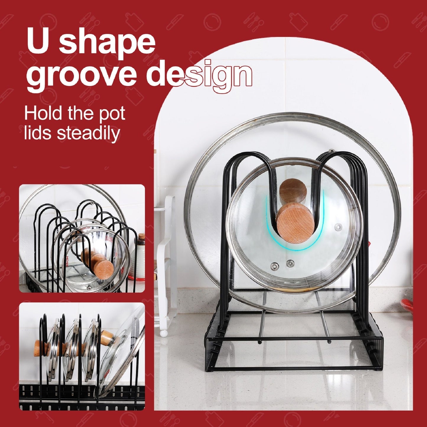 Adjustable black pot rack kitchen storage organizer by HouseOfZazla on Tampa Home & Garden Store