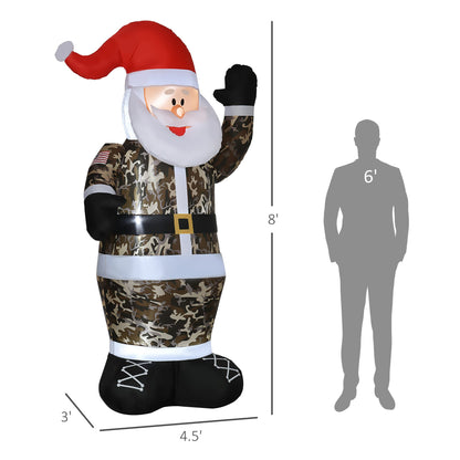 Santa Claus outdoor inflatable wearing camouflage outfit, HouseOfZazla Christmas decor on Tampa Home & Garden Store
