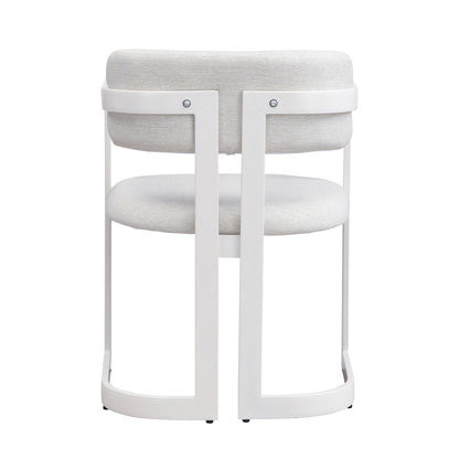 Upholstered dining armchairs set of 2 with soft fabric cushions and white frames on Tampa Home & Garden Store