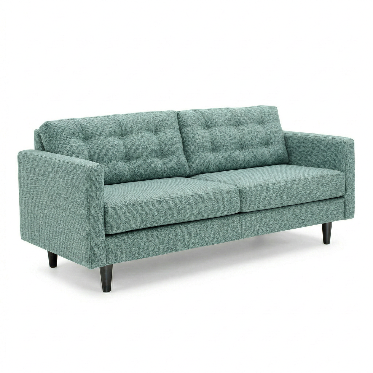 Talmadge Sofa by HouseOfZazla in teal textured fabric with tufted back and tapered legs on Tampa Home & Garden Store