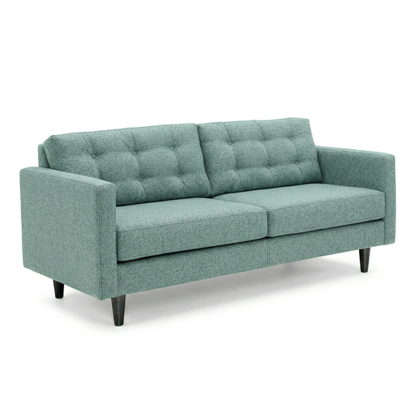 Talmadge Sofa by HouseOfZazla in teal textured fabric with tufted back and tapered legs on Tampa Home & Garden Store