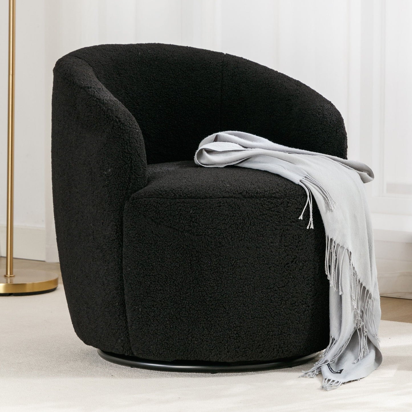 Teddy Fabric and Swivel Barrel Accent Chair