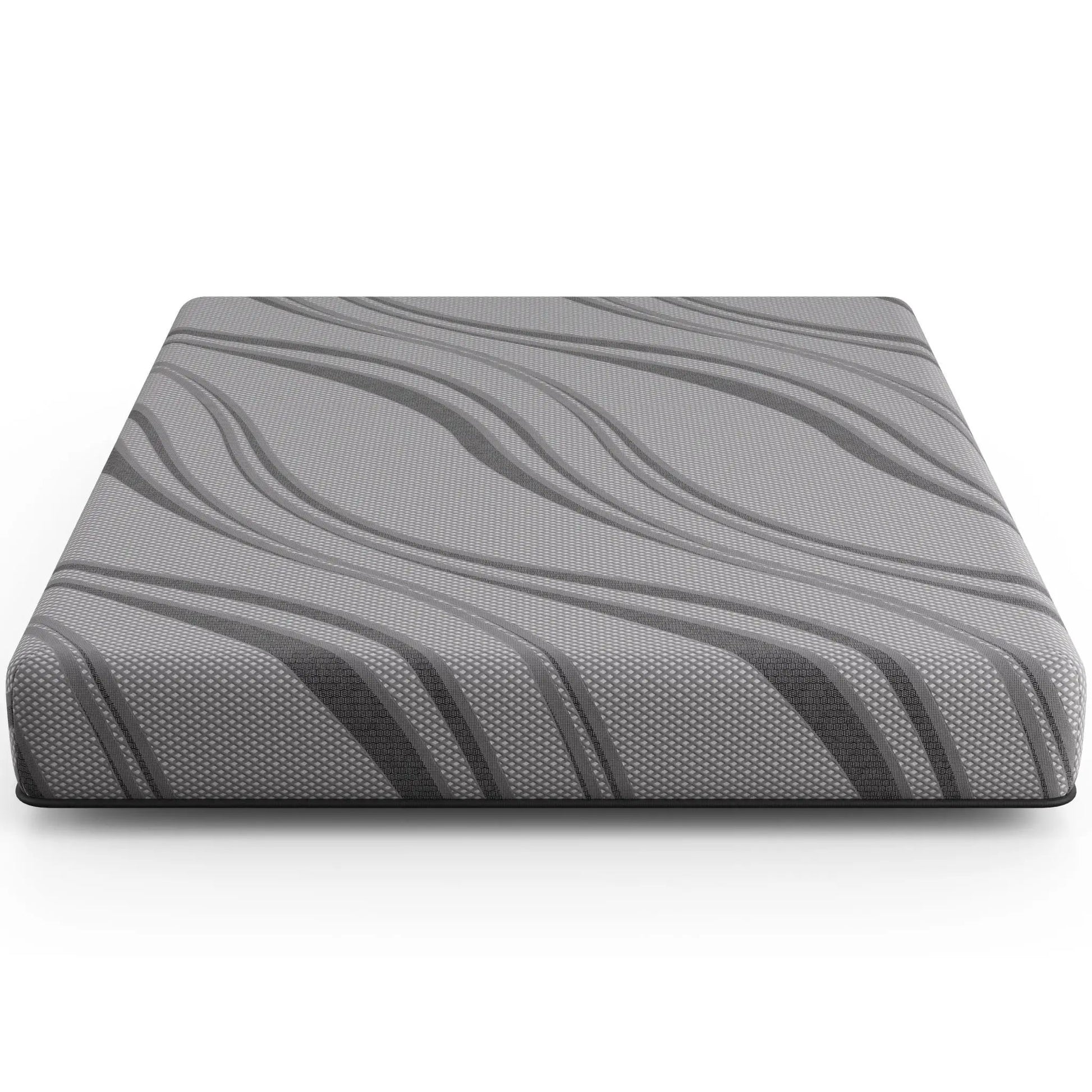 Bib Nl 8-inch Pro Gel Foam Firm Mattress by Unique Piece Furniture in gray striped cover on Tampa Home & Garden Store