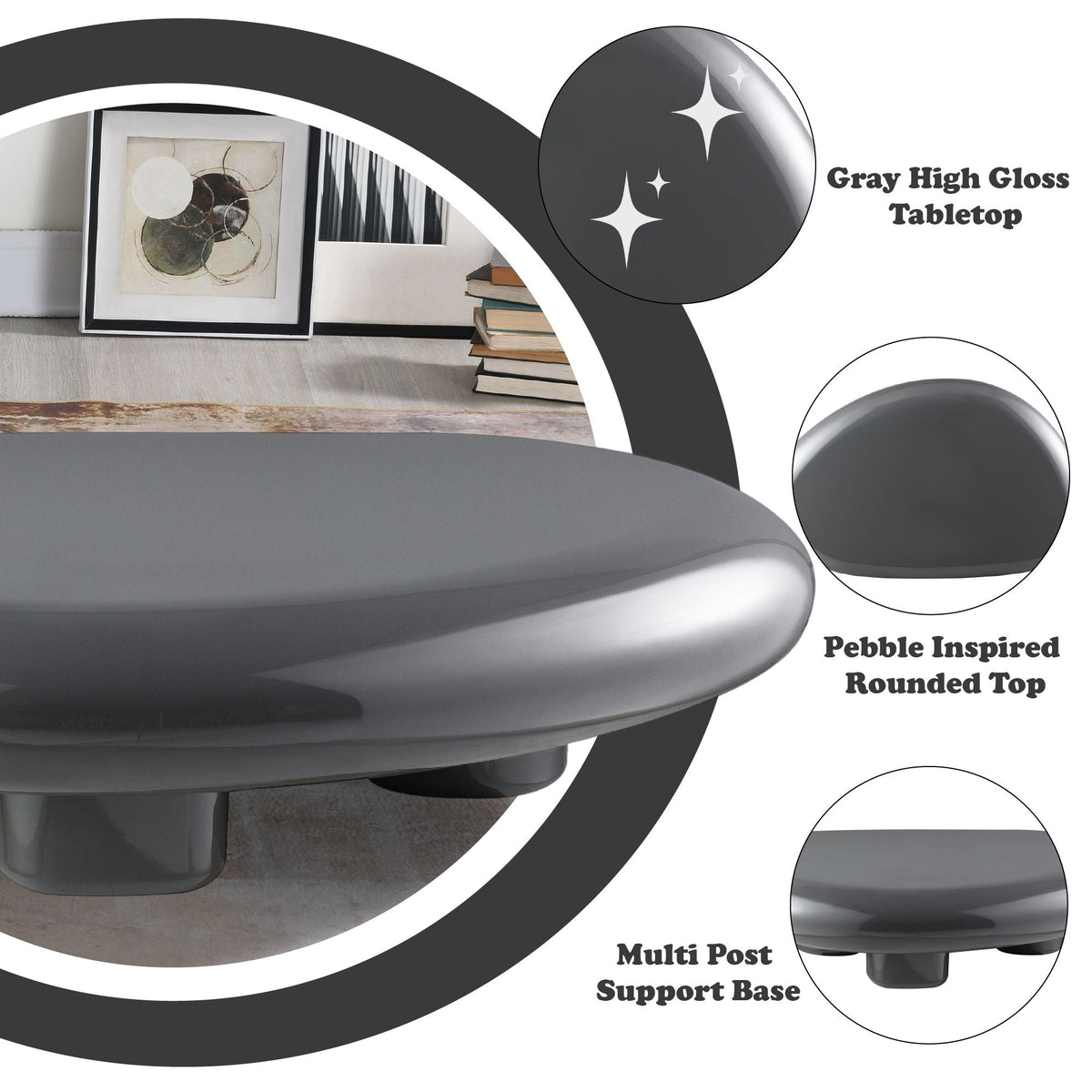 Gray high-gloss coffee table Charlene by HouseOfZazla on Tampa Home & Garden Store
