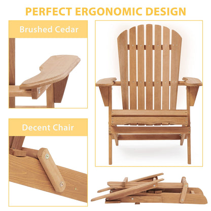 Set of Two Wooden Folding Adirondack Chairs