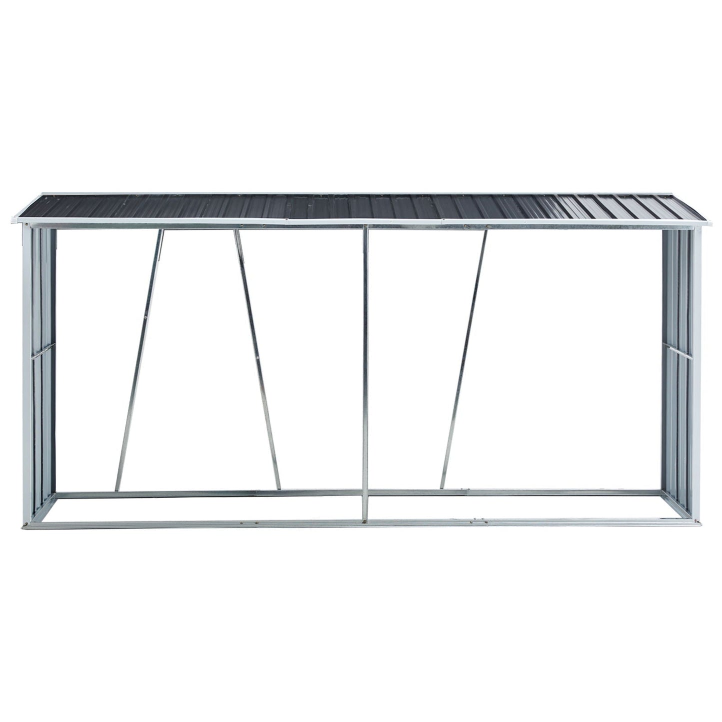 Firewood rack with roof, galvanized gray steel outdoor log storage stand on Tampa Home & Garden Store