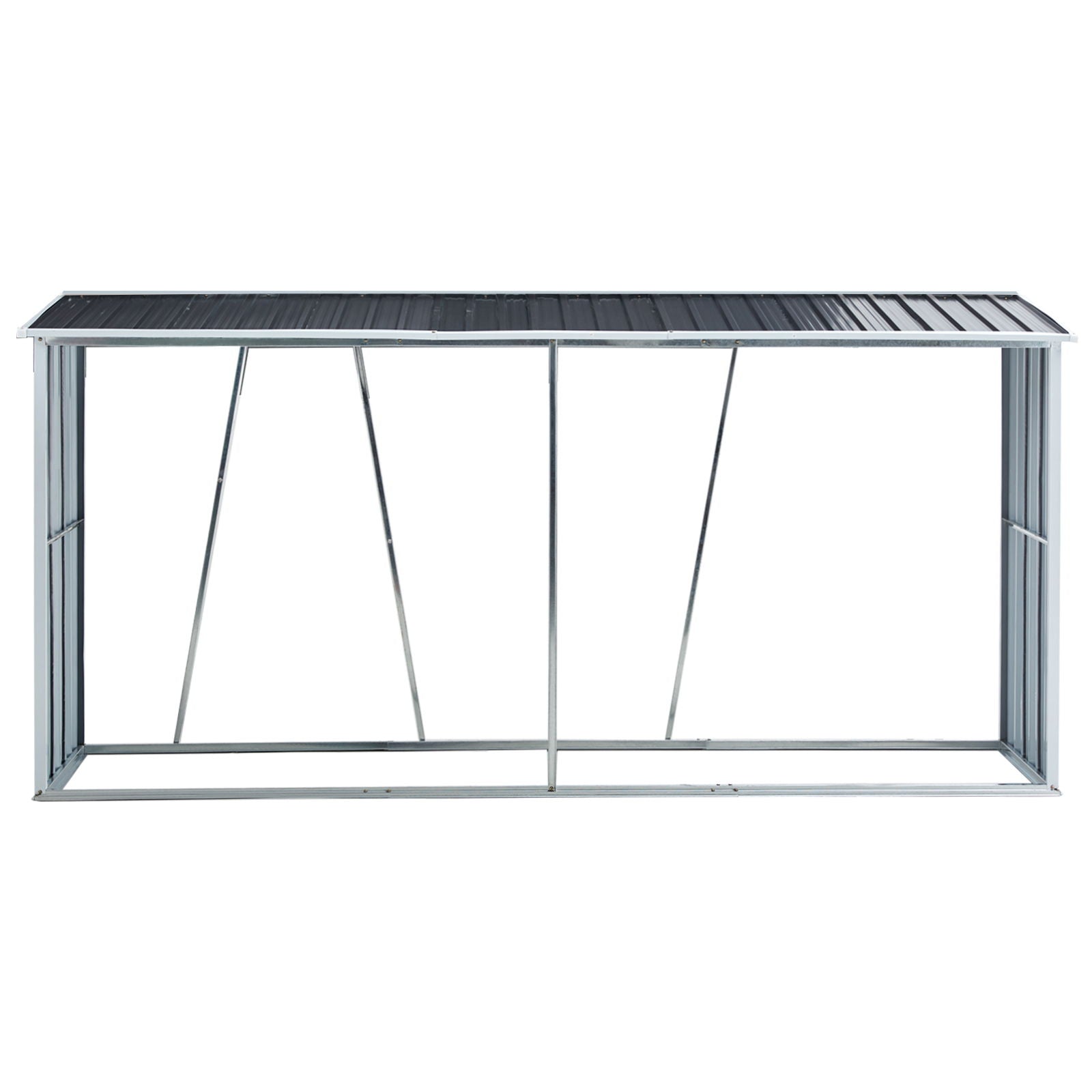 Firewood rack with roof, galvanized gray steel outdoor log storage stand on Tampa Home & Garden Store