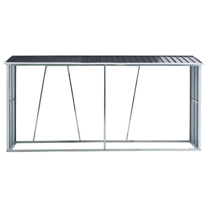 Firewood rack with roof, galvanized gray steel outdoor log storage stand on Tampa Home & Garden Store