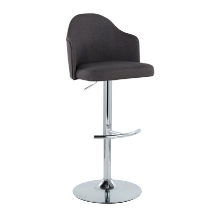 Contemporary adjustable barstool by HouseOfZazla with swivel, charcoal fabric and chrome base on Tampa Home & Garden Store