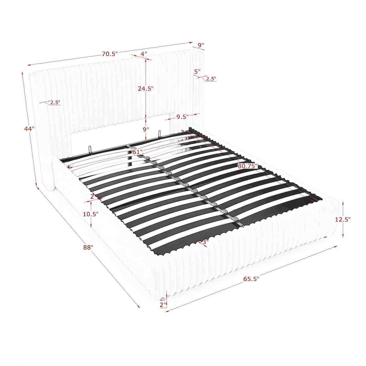 Vertical Striped Bed with Gas Lift Storage
