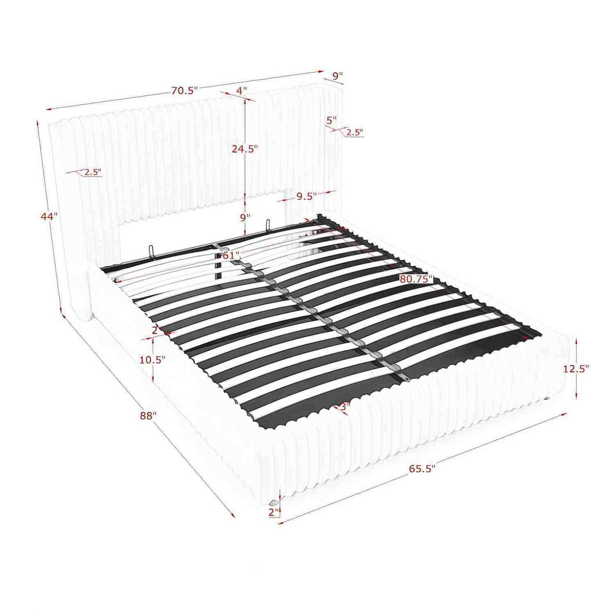 Vertical Striped Storage Bed with Gas Lift, white slatted base by HouseOfZazla on Tampa on Tampa Home & Garden Store