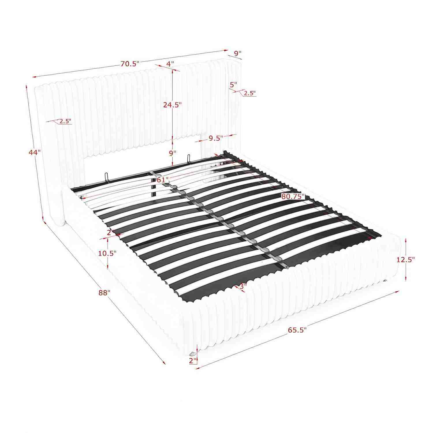 Vertical Striped Storage Bed with Gas Lift, white slatted base by HouseOfZazla on Tampa on Tampa Home & Garden Store
