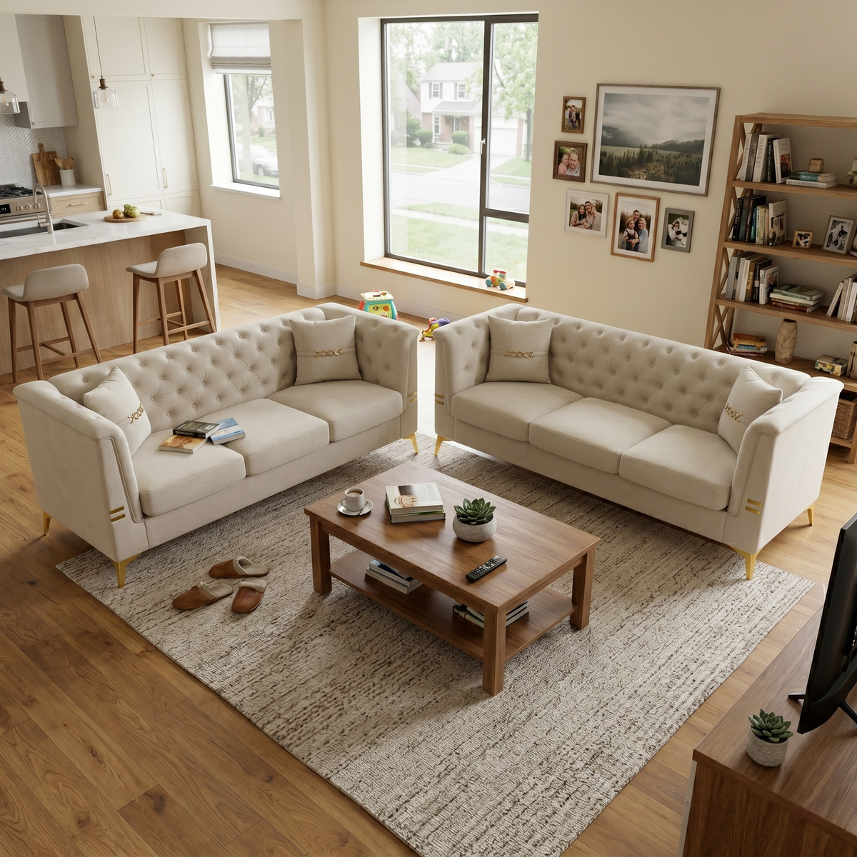 Modern Velvet Sofa Set and Plush Home Seating