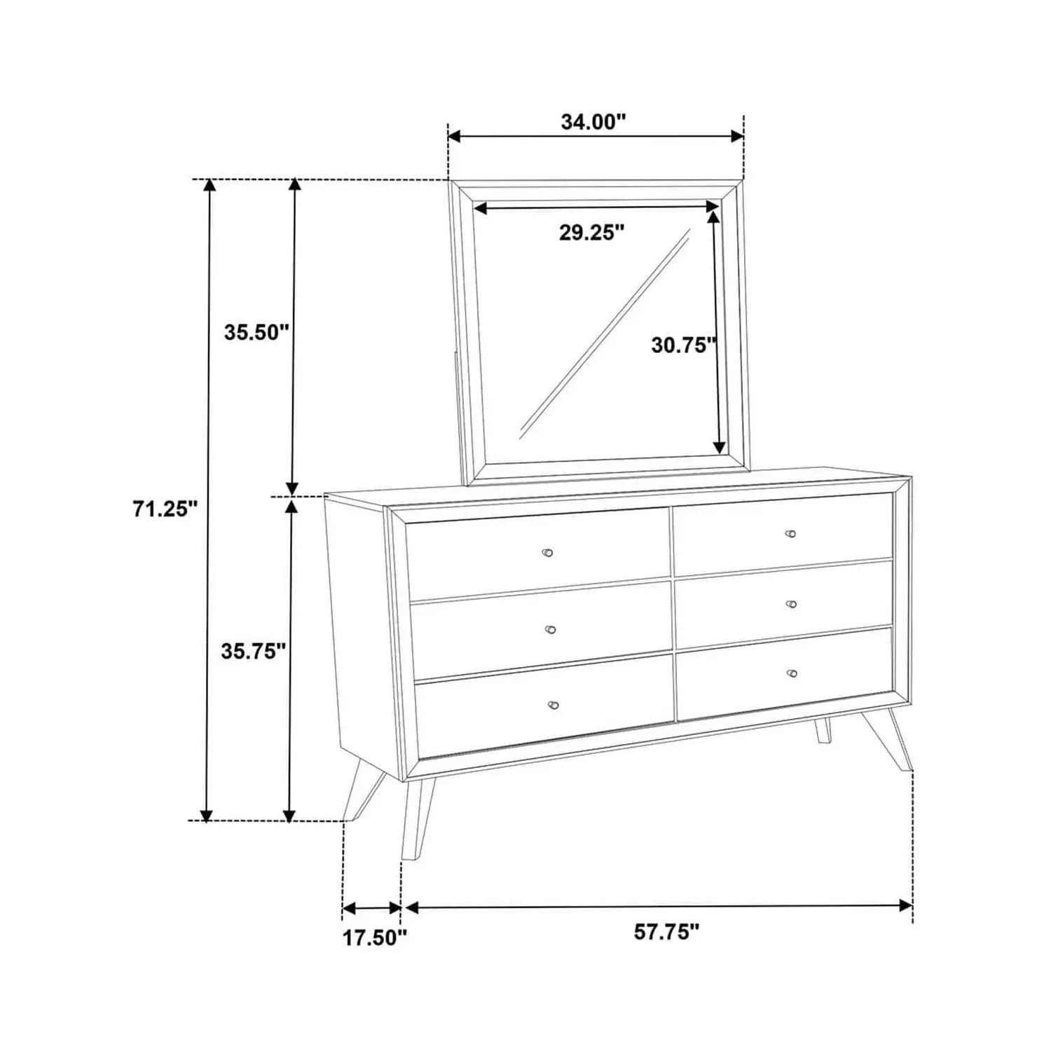 Dresser with Mirror in white finish, angled legs, round knobs by Unique Piece Furniture on Tampa Home & Garden Store