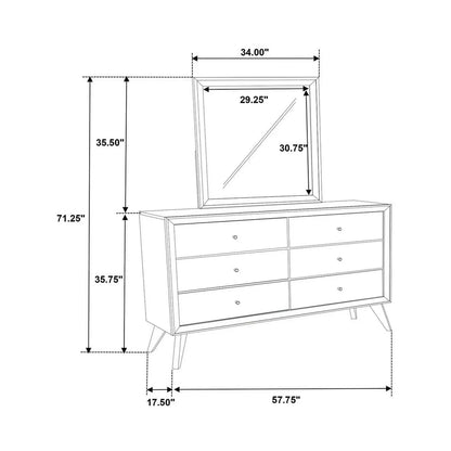 Dresser with Mirror in white finish, angled legs, round knobs by Unique Piece Furniture on Tampa Home & Garden Store
