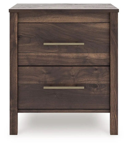Calverson Night Stand Walnut Finish with Handle