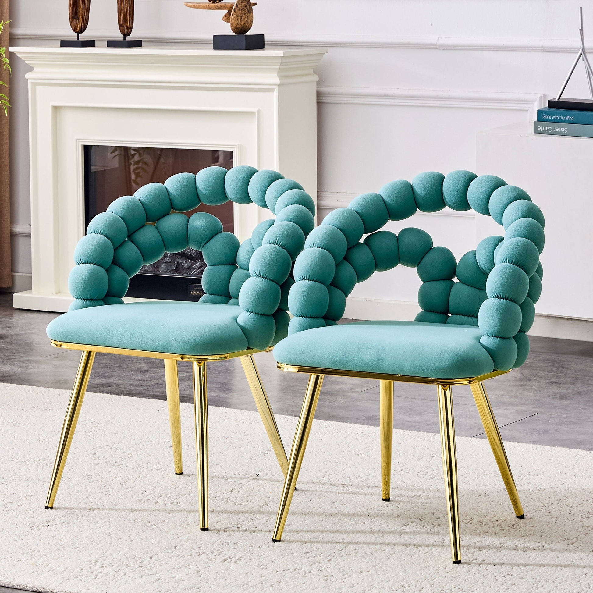 Puffy Bubble Ball Chain Chairs turq bubble cushions with gold legs 2 chairs on Tampa Home & Garden Store