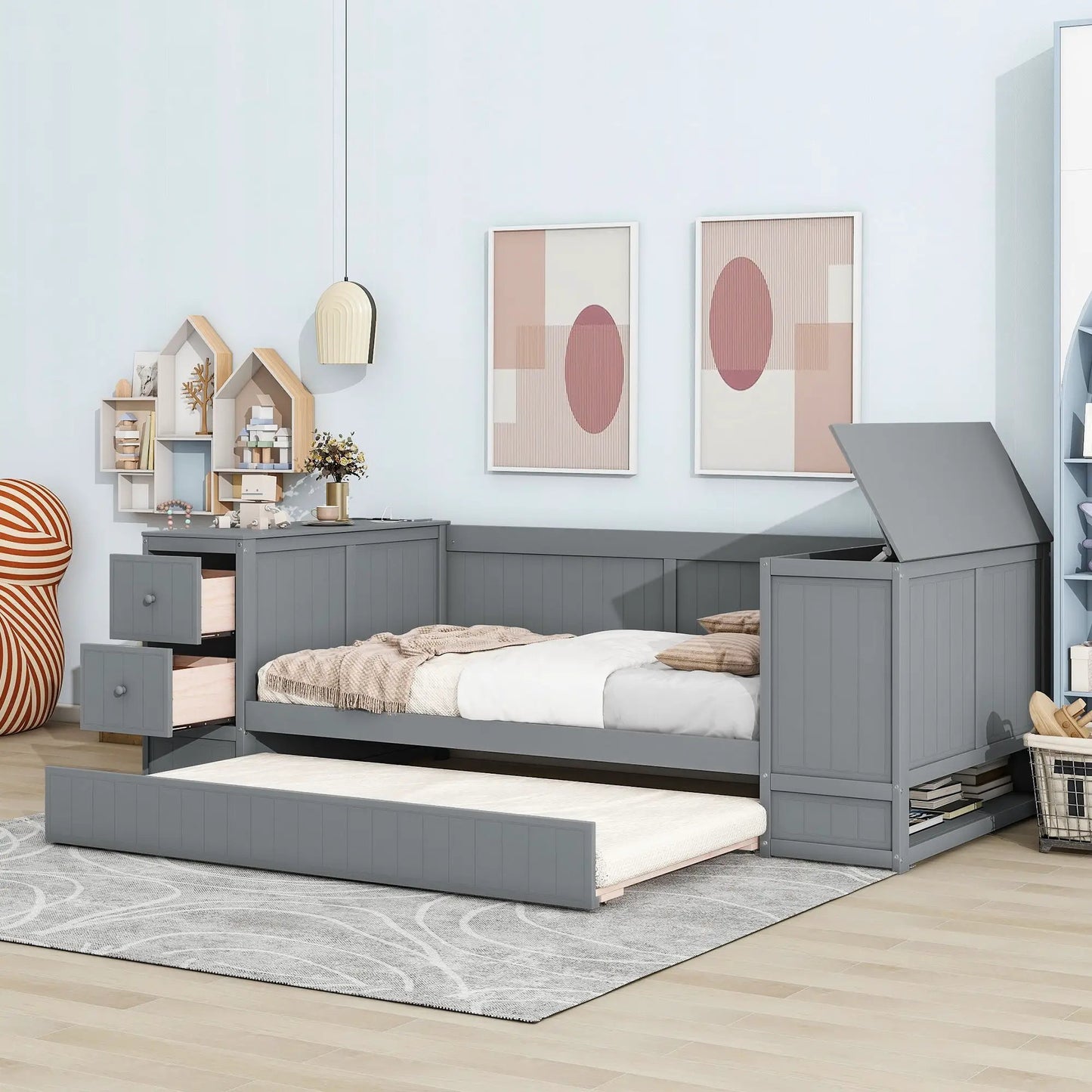 Daybed with Storage Arms and Charging Station