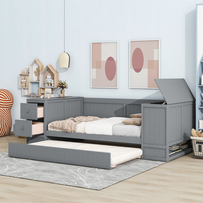 Daybed with storage drawers and pull-out trundle in gray finish on Tampa Home & Garden Store