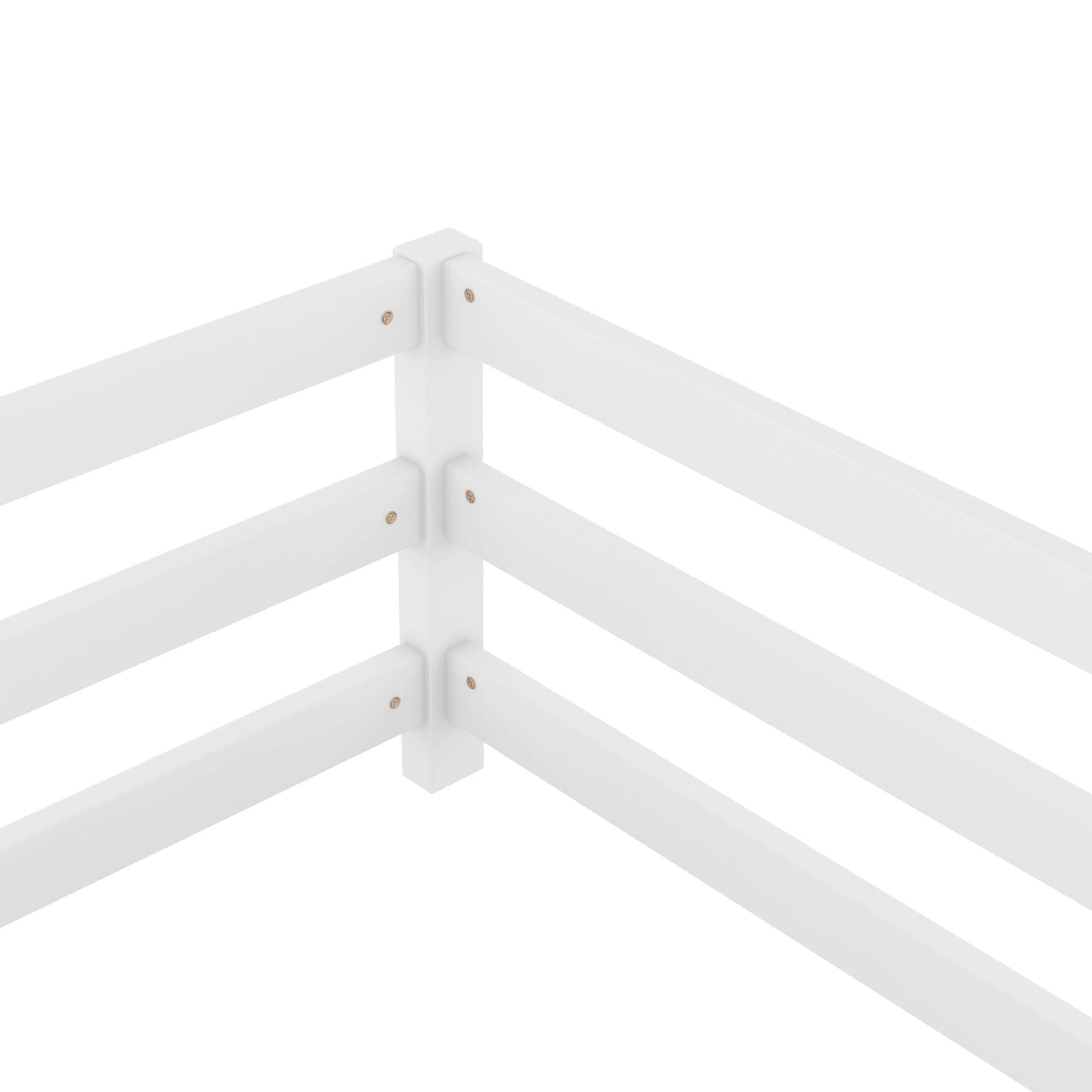 Twin Size Montessori Floor Bed With Fence white panel bed frame corner joint with screws on Tampa Home & Garden Store