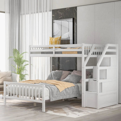 Loft Bed with Staircase and Storage Grids