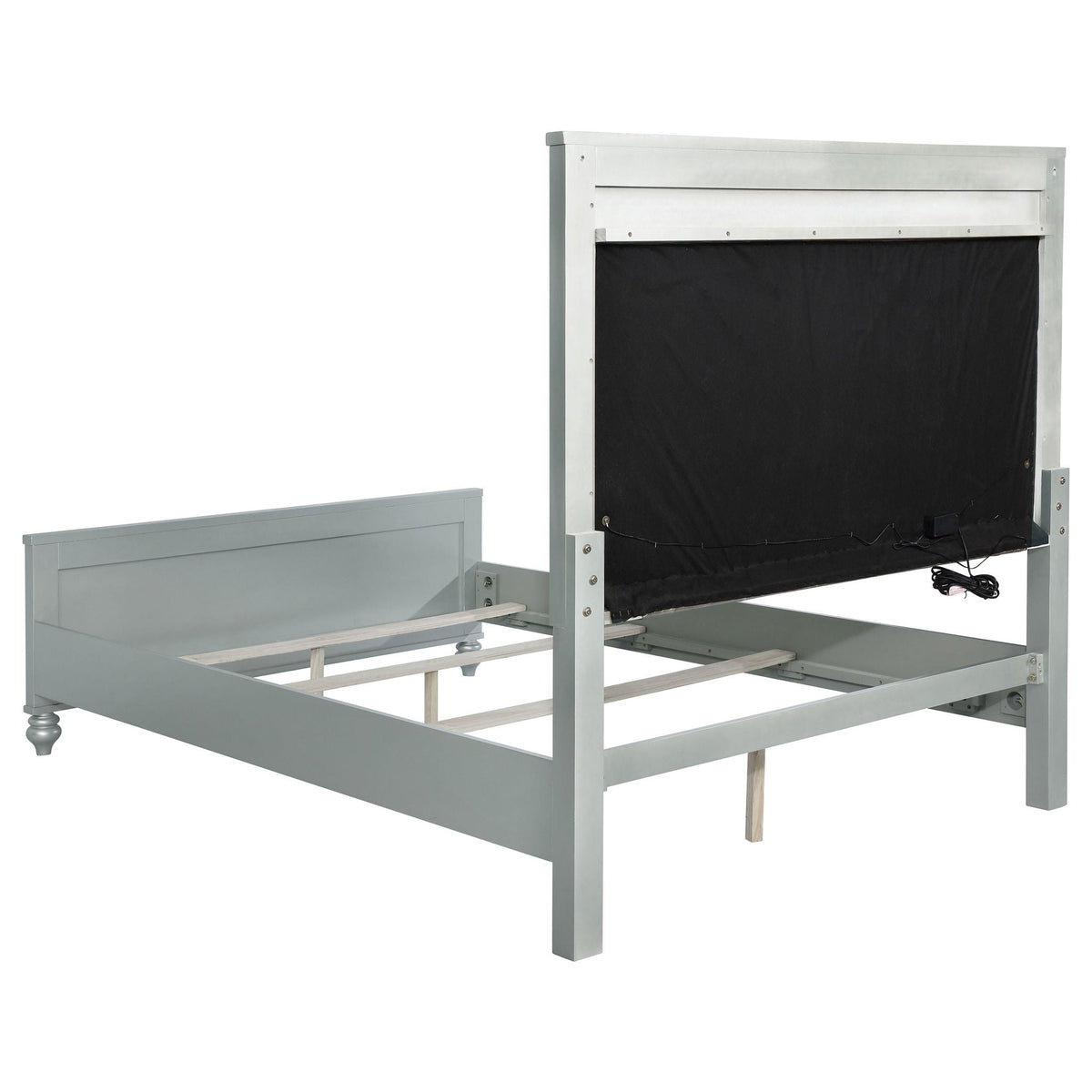 Karmen Panel Bed by HouseOfZazla, gray metal frame with panel headboard on Tampa Home & Garden Store