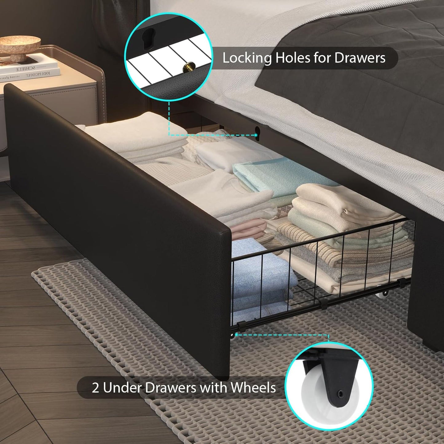 Wingback Upholstered Bed Frame Led and Usb