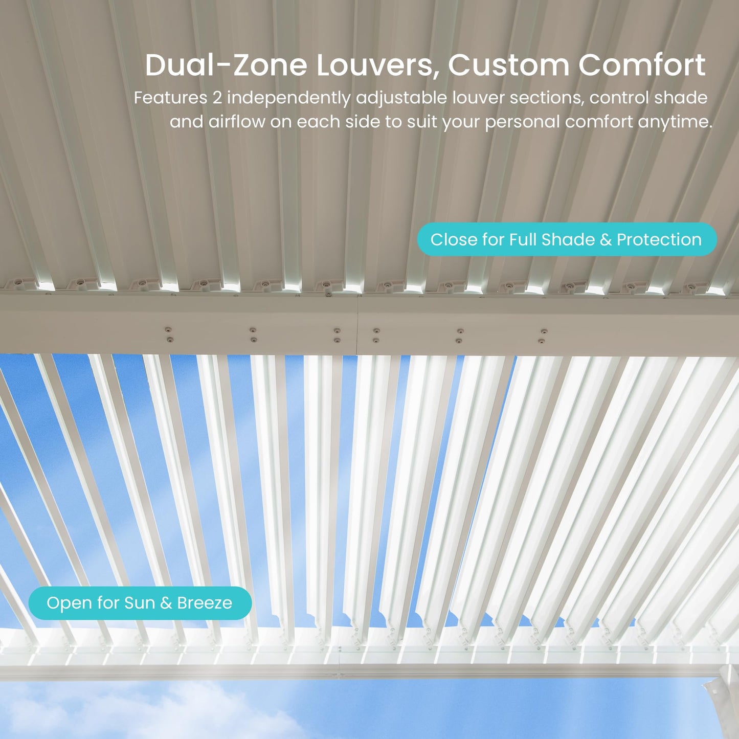 White 10x10 ft outdoor louvered pergola with adjustable louvers by HouseOfZazla on Tampa Home & Garden Store