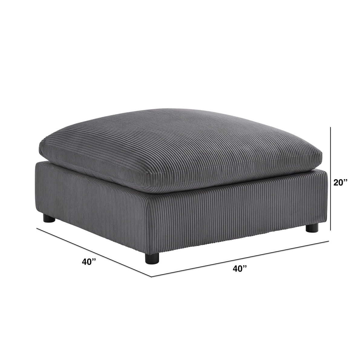 Chelsea Upholstered Ottoman with Removable Covers in dark gray by HouseOfZazla on Tampa Home & Garden Store