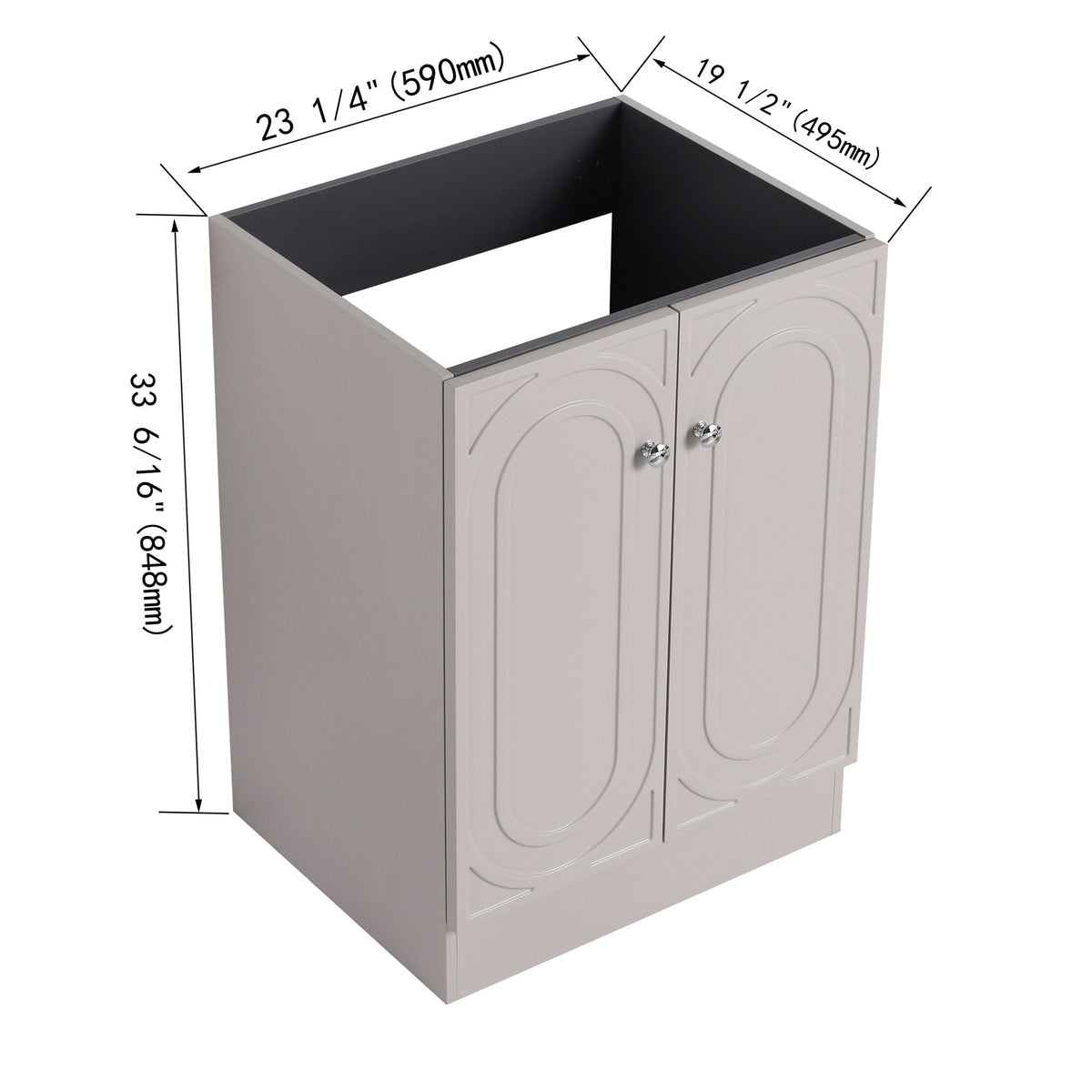 Freestanding bathroom vanity with soft close gray finish two-door cabinet HouseOfZazla on Tampa Home & Garden Store