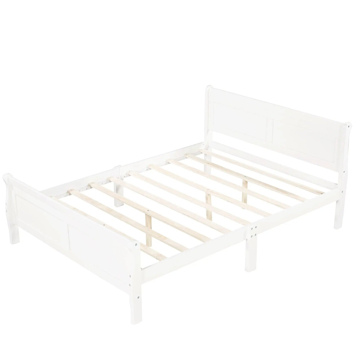 Platform bed frame in white with headboard and footboard, wood slats by Unique Piece Furniture on Tampa Home & Garden Store
