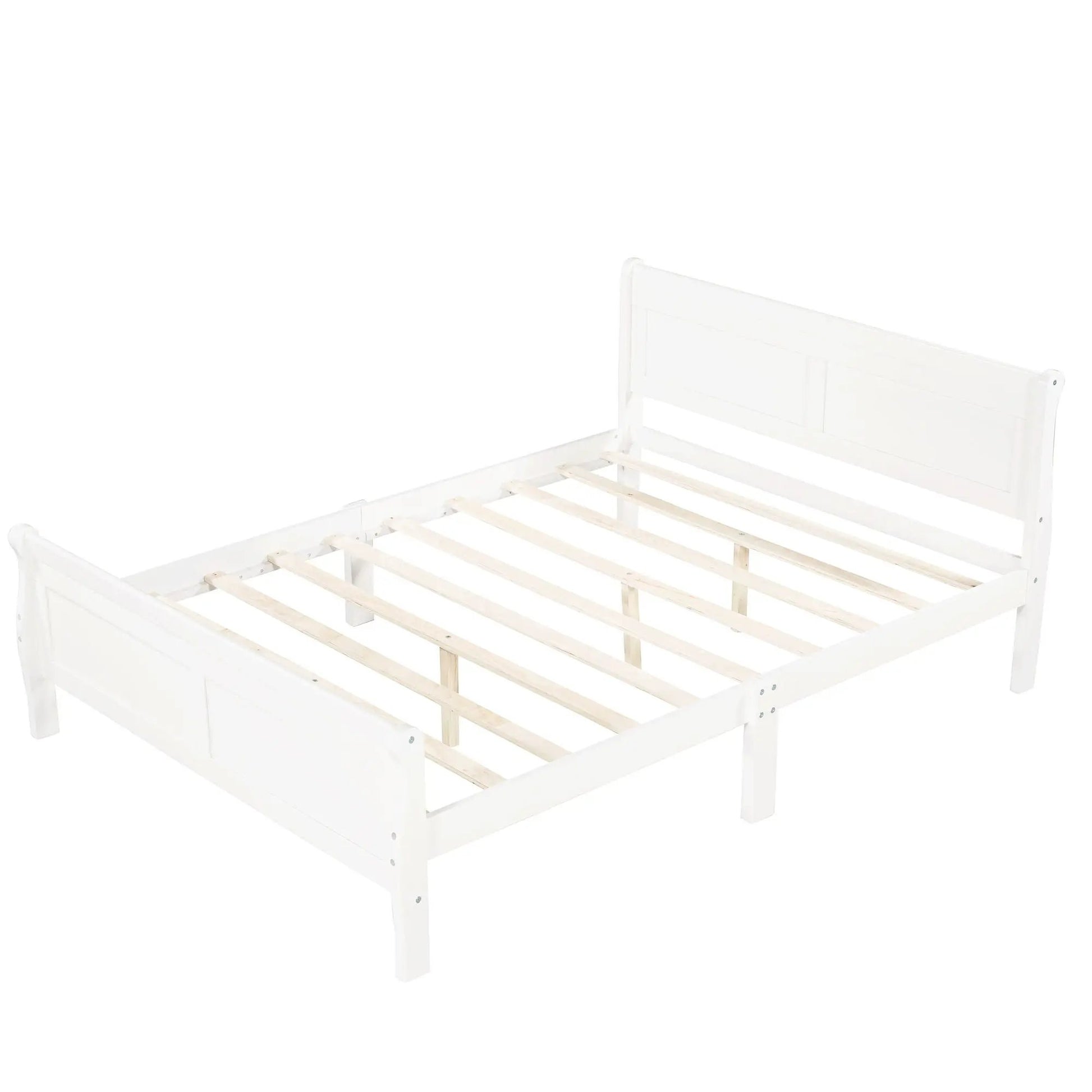 Platform bed frame in white with headboard and footboard, wood slats by Unique Piece Furniture on Tampa Home & Garden Store