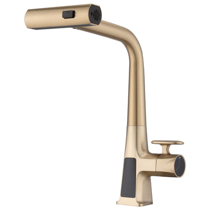 Waterfall Faucet With Display and Pull Down Spray