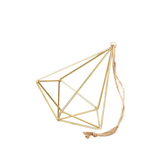 Air Plant Display Hanger in brass with geometric frame and jute rope lawn ornament on Tampa Home & Garden Store