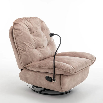 Beige swivel glider recliner chair with phone holder and rocking function Unique Piece Furniture on Tampa Home & Garden Store
