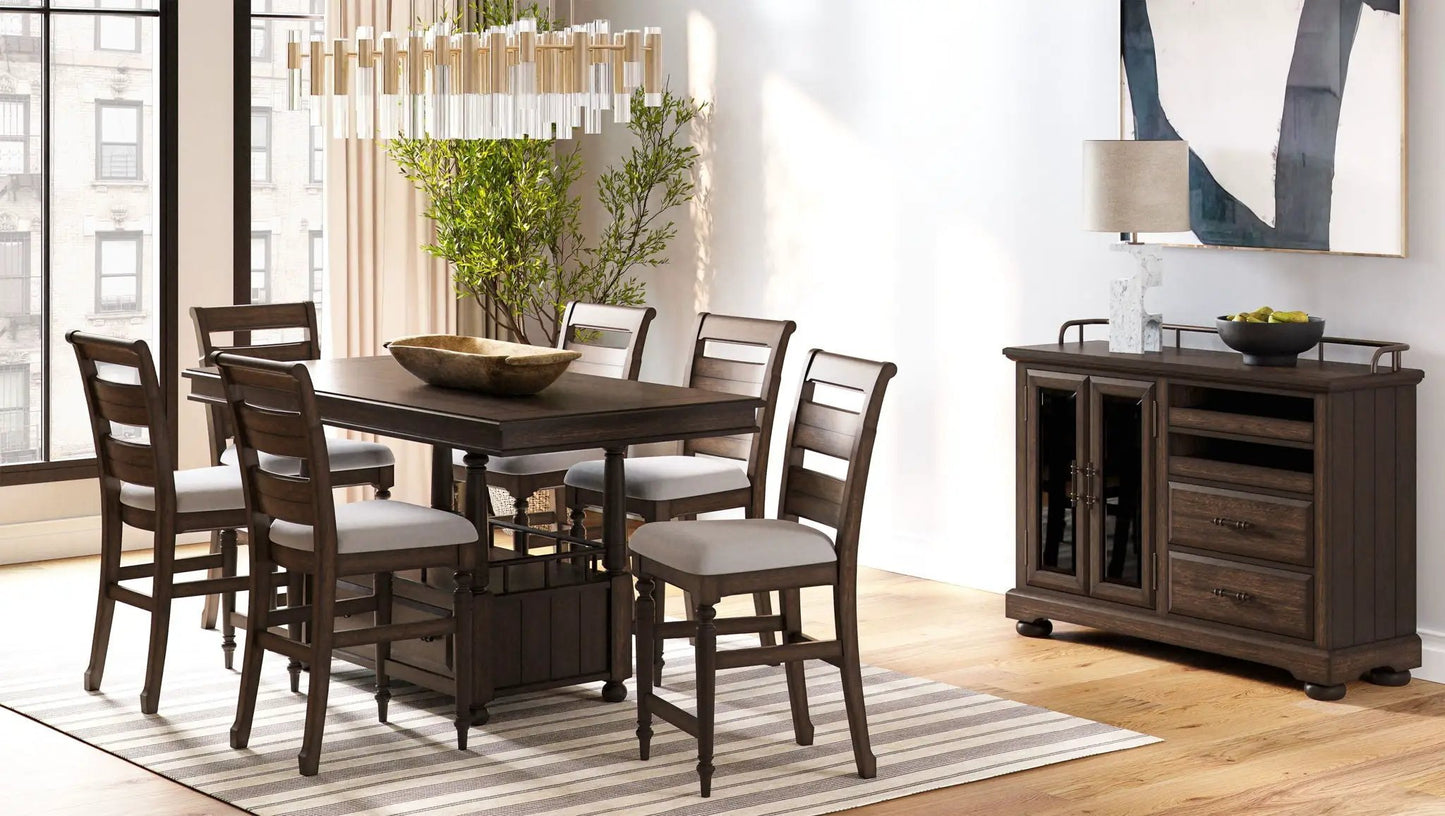 Upholstered Ladderback Side Chair Set of 2 Coffee
