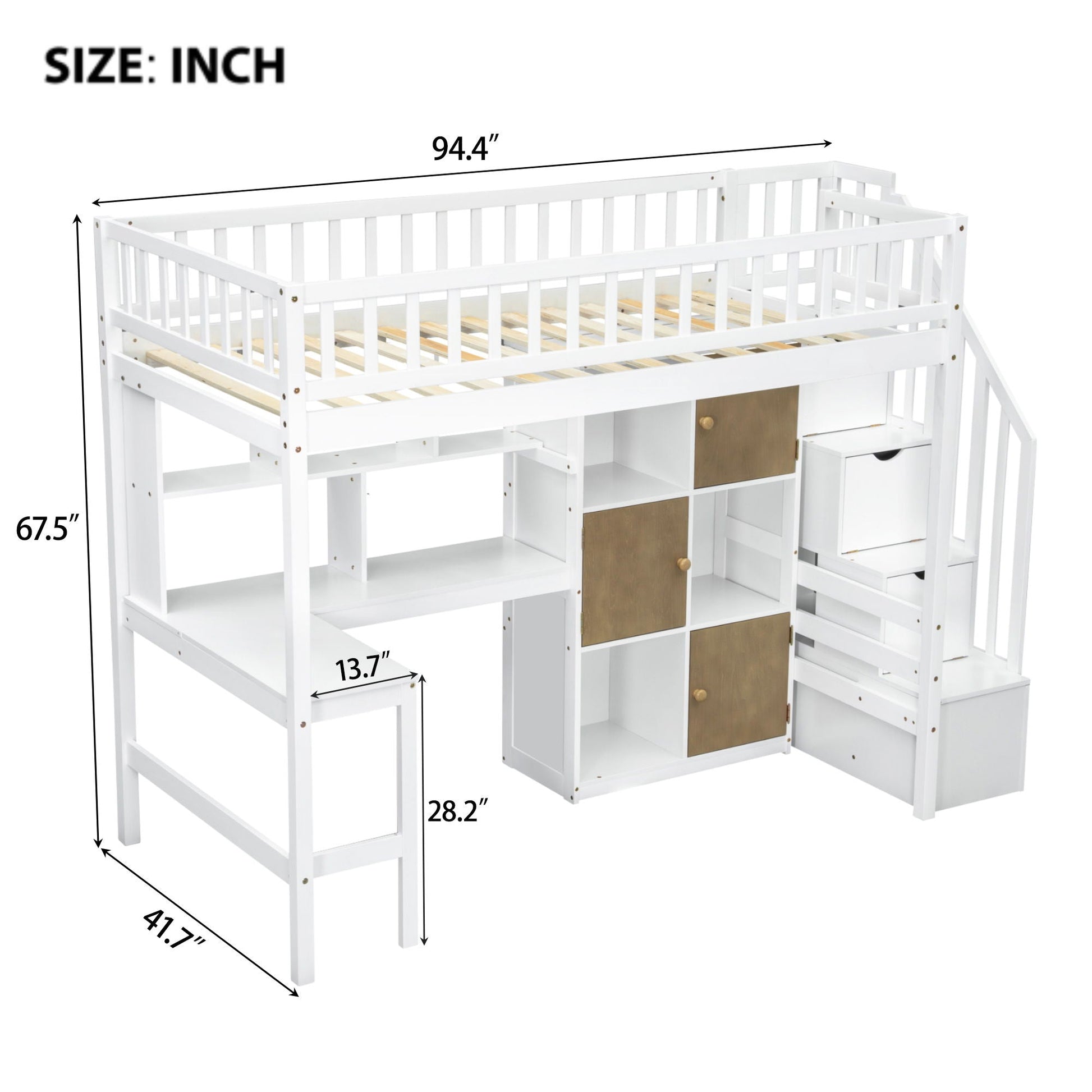 Loft bed with built in L shaped desk, storage shelves and cabinets by HouseOfZazla on Tampa Home & Garden Store