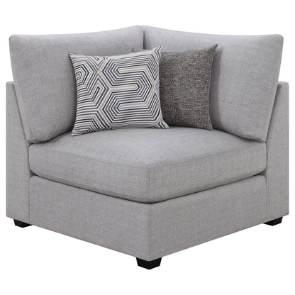 Lafayette modular sectional sofa, 2-piece gray fabric with geometric and textured pillows on Tampa Home & Garden Store