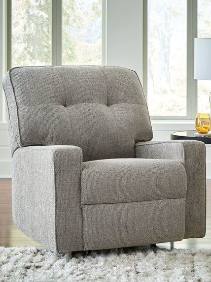 Larimer Rocker Recliner by Unique Piece Furniture in gray textured fabric on Tampa Home & Garden Store