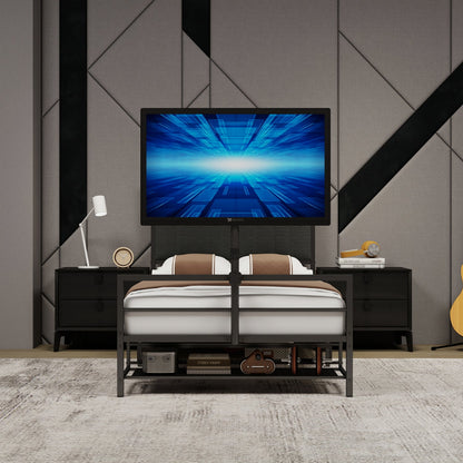 Twin size gaming bed with rotating TV mount and LED, black metal frame HouseOfZazla on Tampa Home & Garden Store
