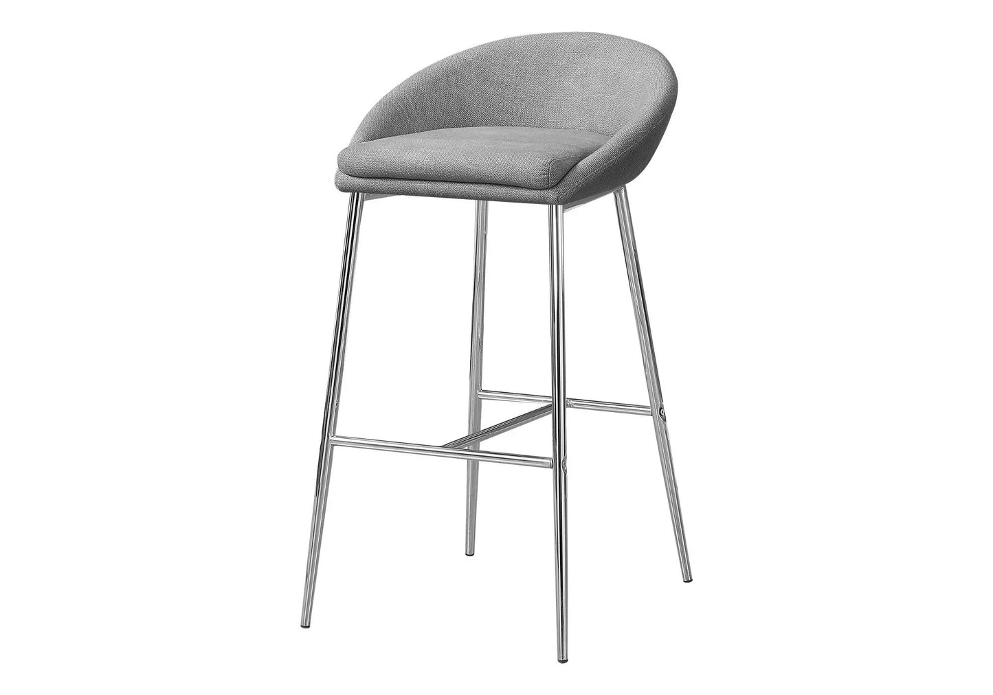 Bar stool set of 2, gray upholstered seats with chrome legs, bar height, contemporary on Tampa Home & Garden Store